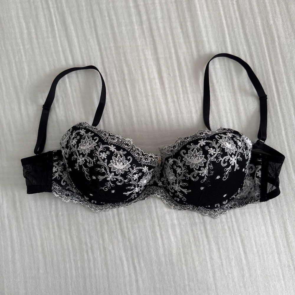 Nordstrom Intimates Bra 34C - black with white floral